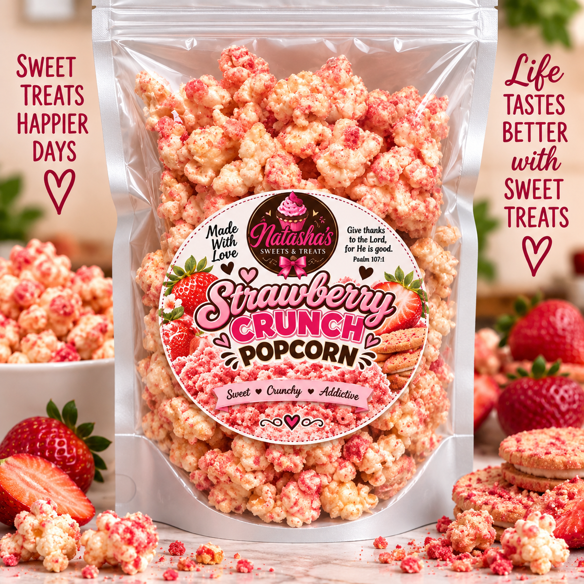 🍓 Strawberry Crunch Gourmet Popcorn